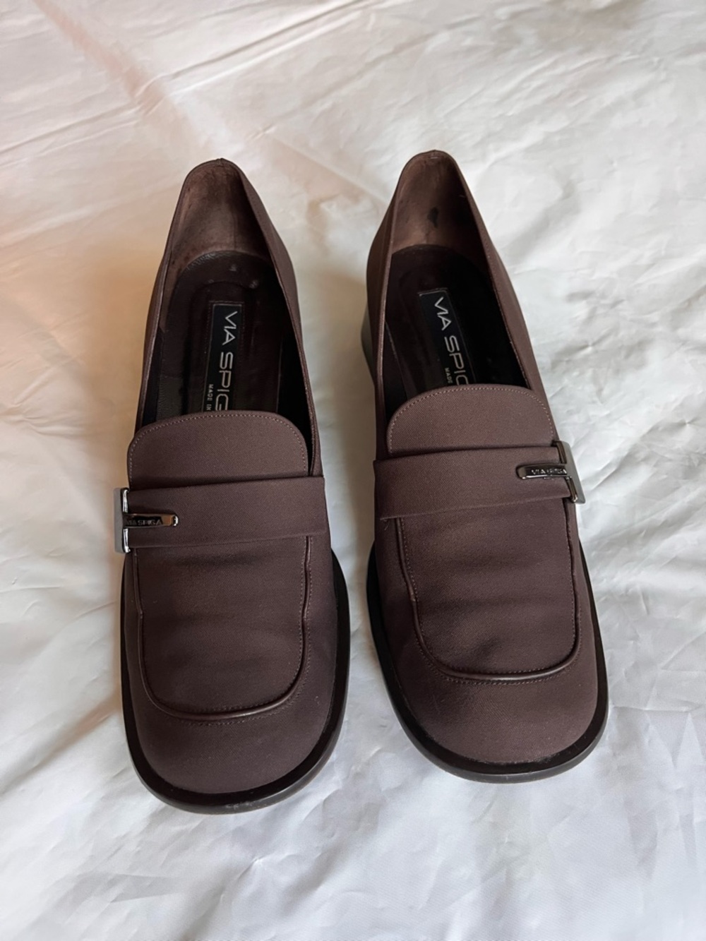Via Spiga Brown Slip-On Loafers with Metal Accent size 7.5